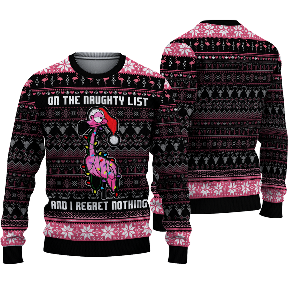 I'm on the Naughty List and I Regret Nothing Ugly Knitted Christmas 3D Sweater