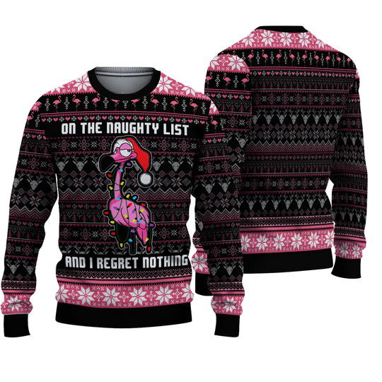 I'm on the Naughty List and I Regret Nothing Ugly Knitted Christmas 3D Sweater - Image 2