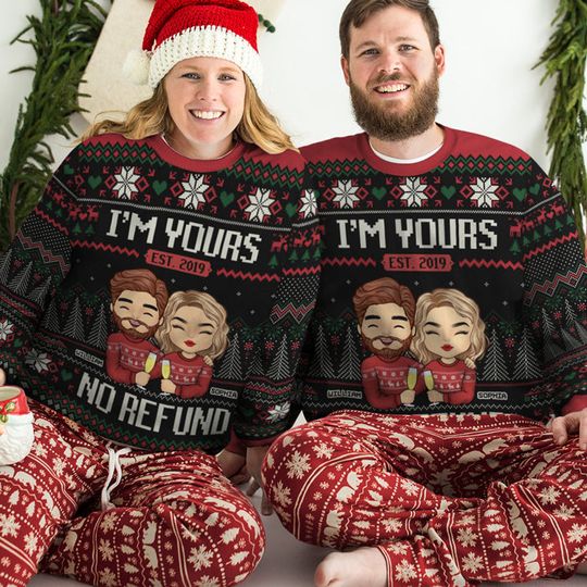 I'm Yours, No Refund - Couple Personalized Custom Ugly Sweatshirt - Christmas Gift For Husband Wife, Anniversary - Image 4