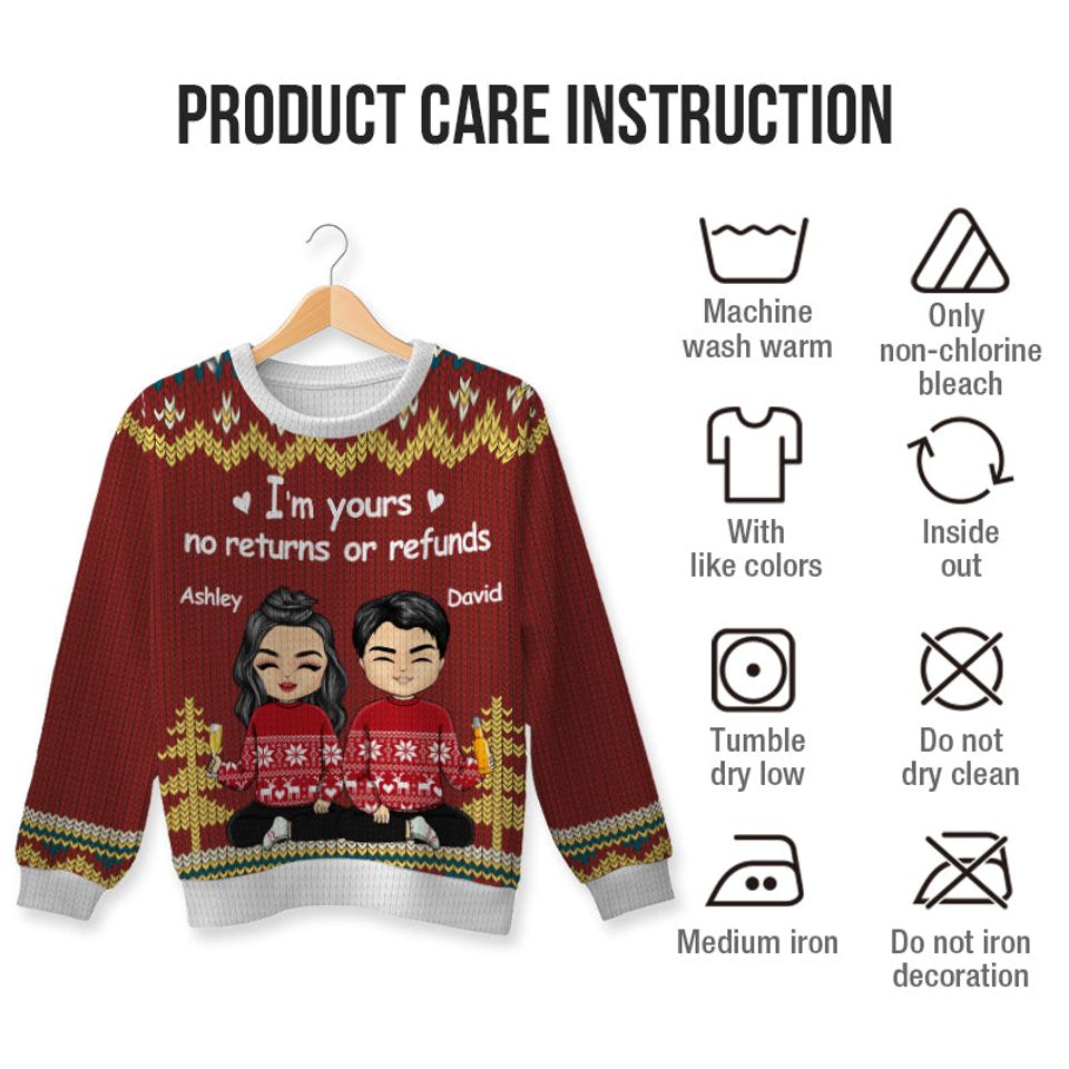 I'm Yours No Returns Or Refunds - Christmas Gift For Your Love - Personalized Customized Ugly Sweater - Christmas Gift - Image 2