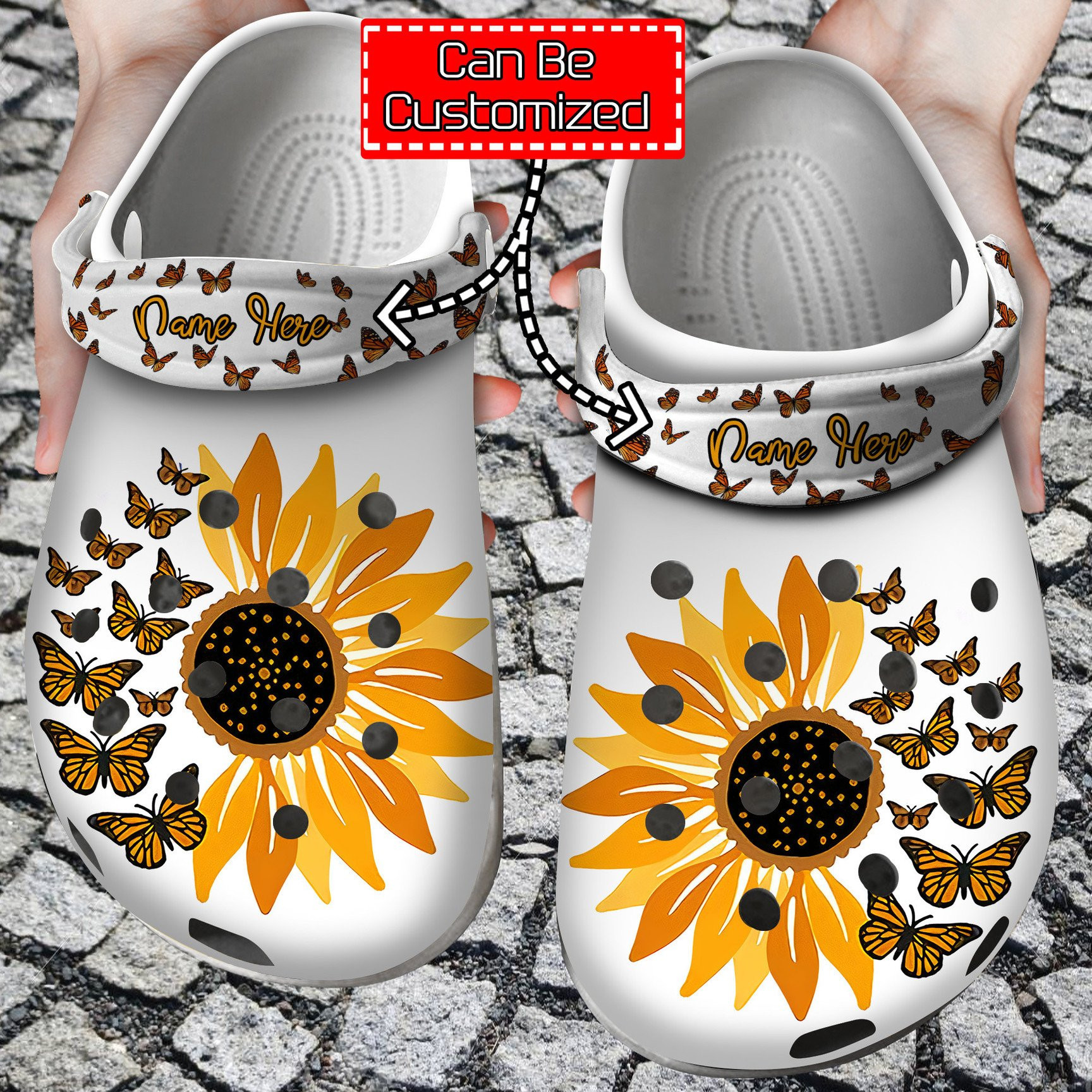 Immemse Butterflies With Sunflowers clog Shoes Personalized Butterfly