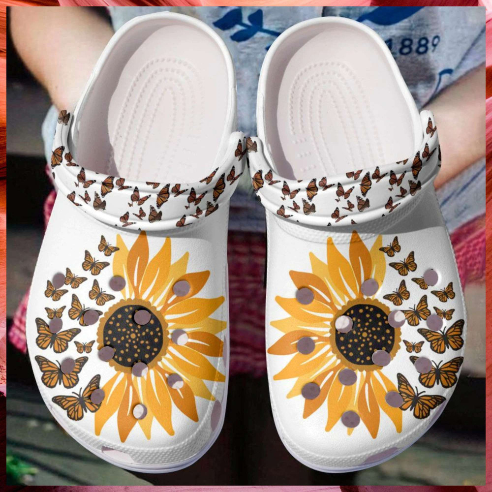 Immemse Butterflies With Sunflowers For Men And Women Gift For Fan Classic Water Rubber clog Shoes Comfy Footwear