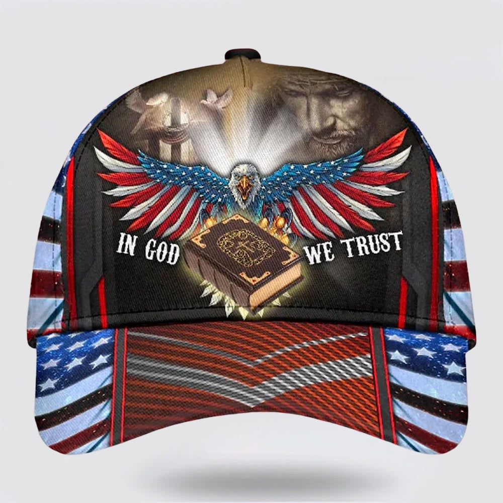 In God We Trust Jesus Cross Eagle Baseball Cap - Christian Hats for Men and Women Trucker Hats Custom Hats Gifts For Men & Women