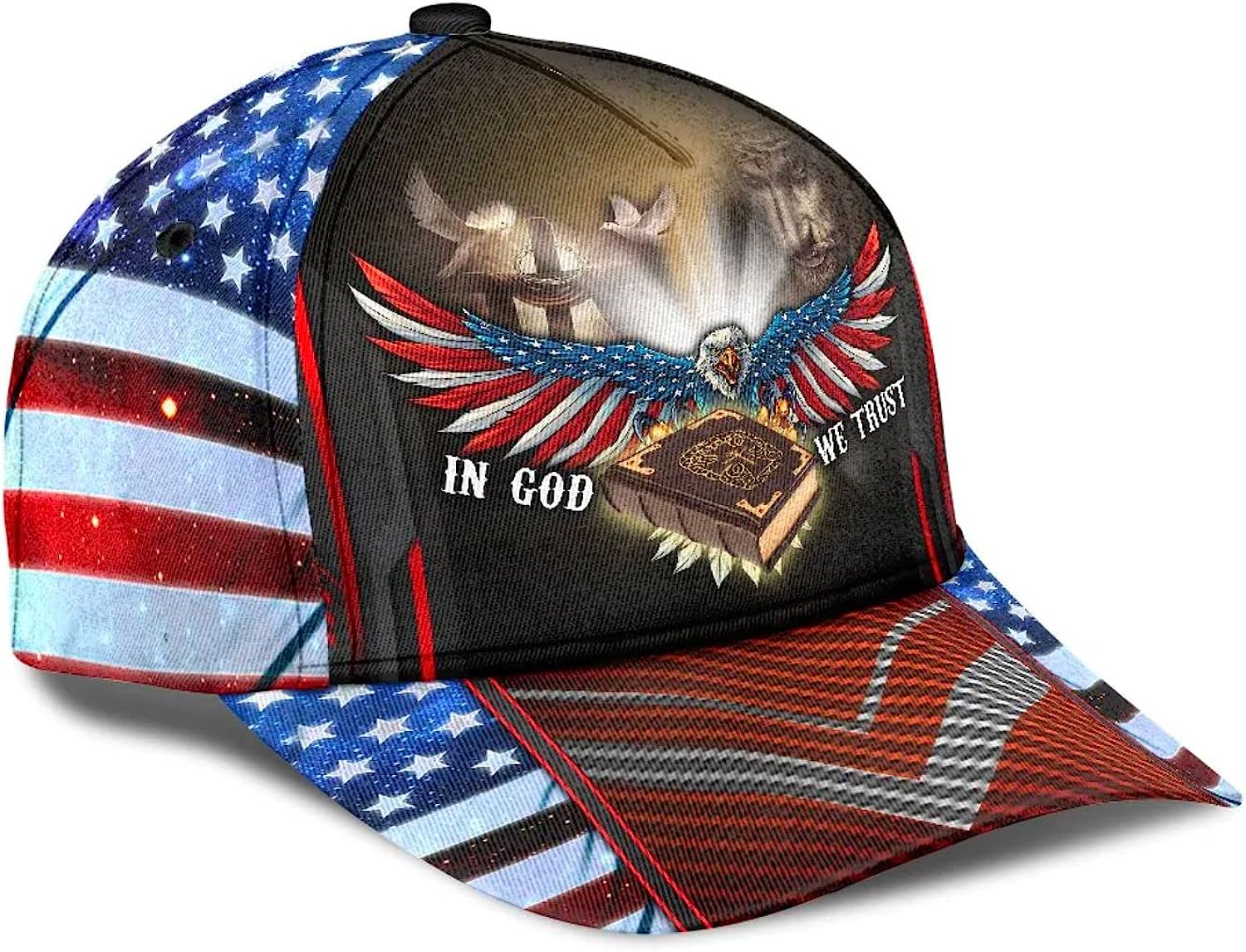 In God We Trust Jesus Cross Eagle Baseball Cap - Christian Hats for Men and Women Trucker Hats Custom Hats Gifts For Men & Women