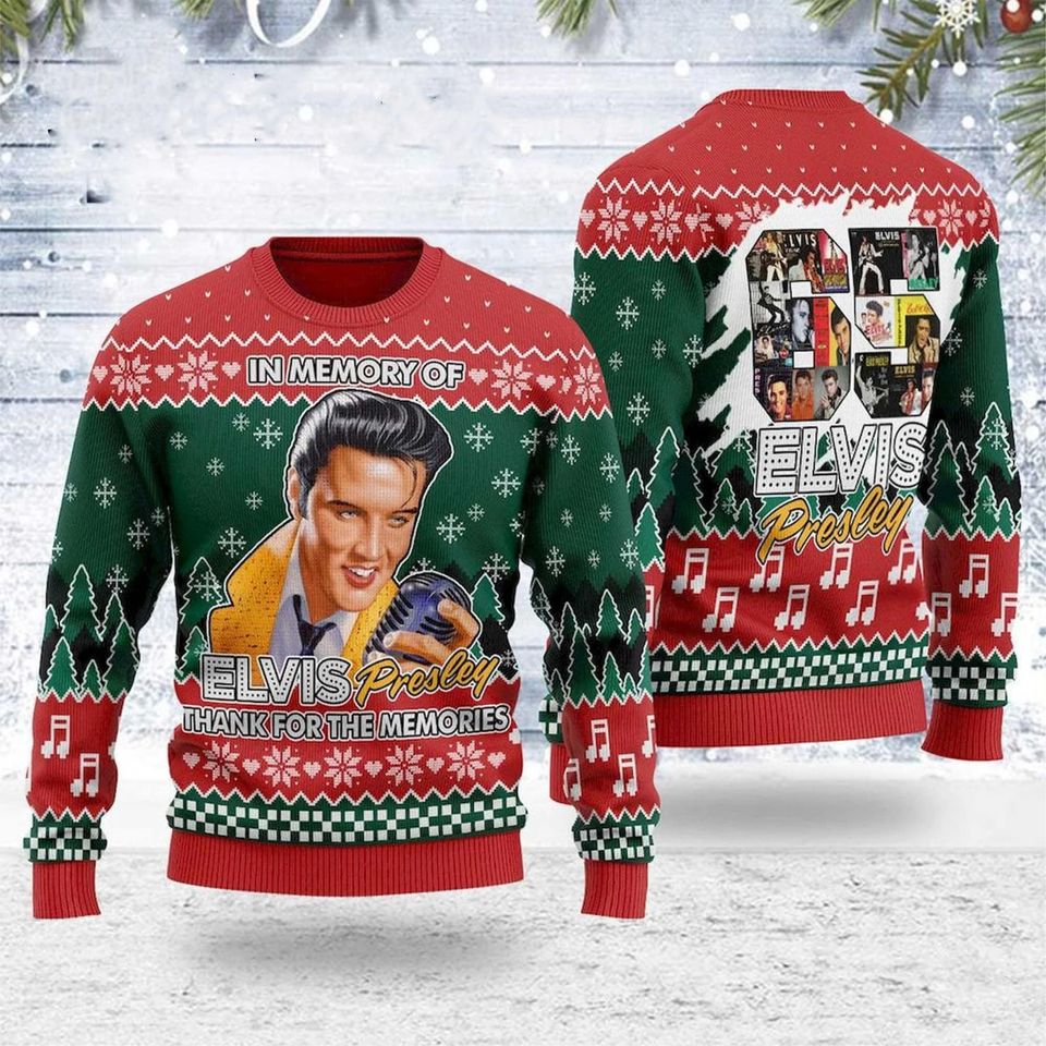 In memory of Elvis Presley Christmas Ugly Sweater, Elvis Presley Thank You