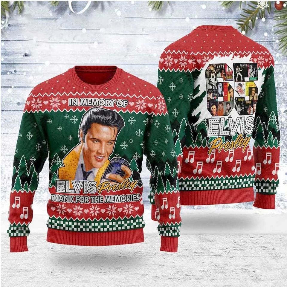 In memory of Elvis Presley Ugly Christmas Sweater