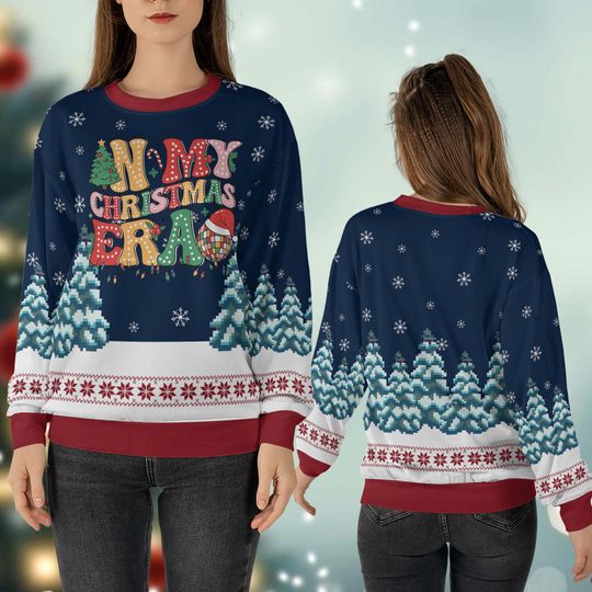 In My Christmas Era Ugly Christmas Sweater Retro Christmas Crewneck Shirt - Image 12