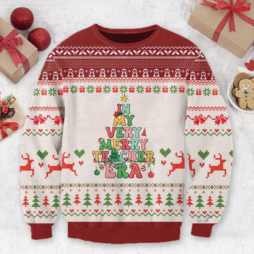 In My Very Merry Teacher Era Ugly Teacher Christmas Sweater