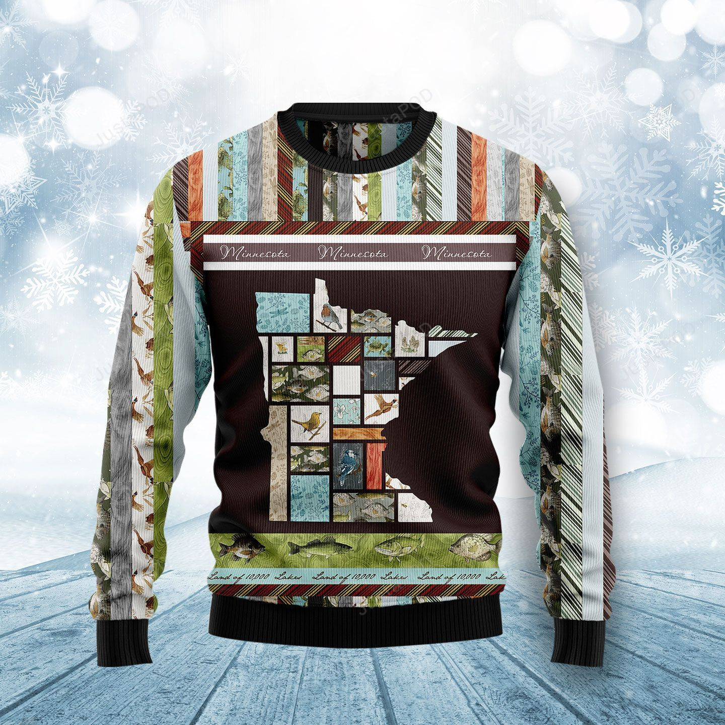 In The Deep Heart Of Minnesota Ugly Christmas Sweater Adult 3D Funny Matching for family
