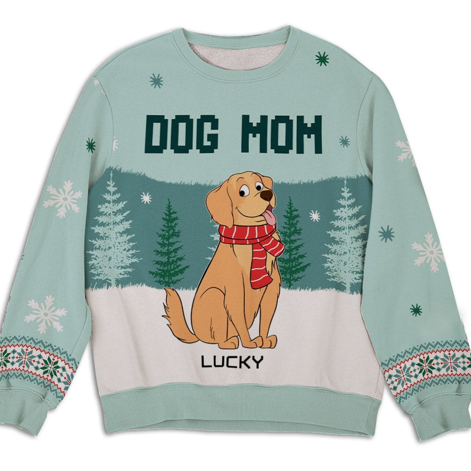 In Winter Mint Color Xmas Custom Dogs Lover Personalized Christmas Ugly Sweatshirt