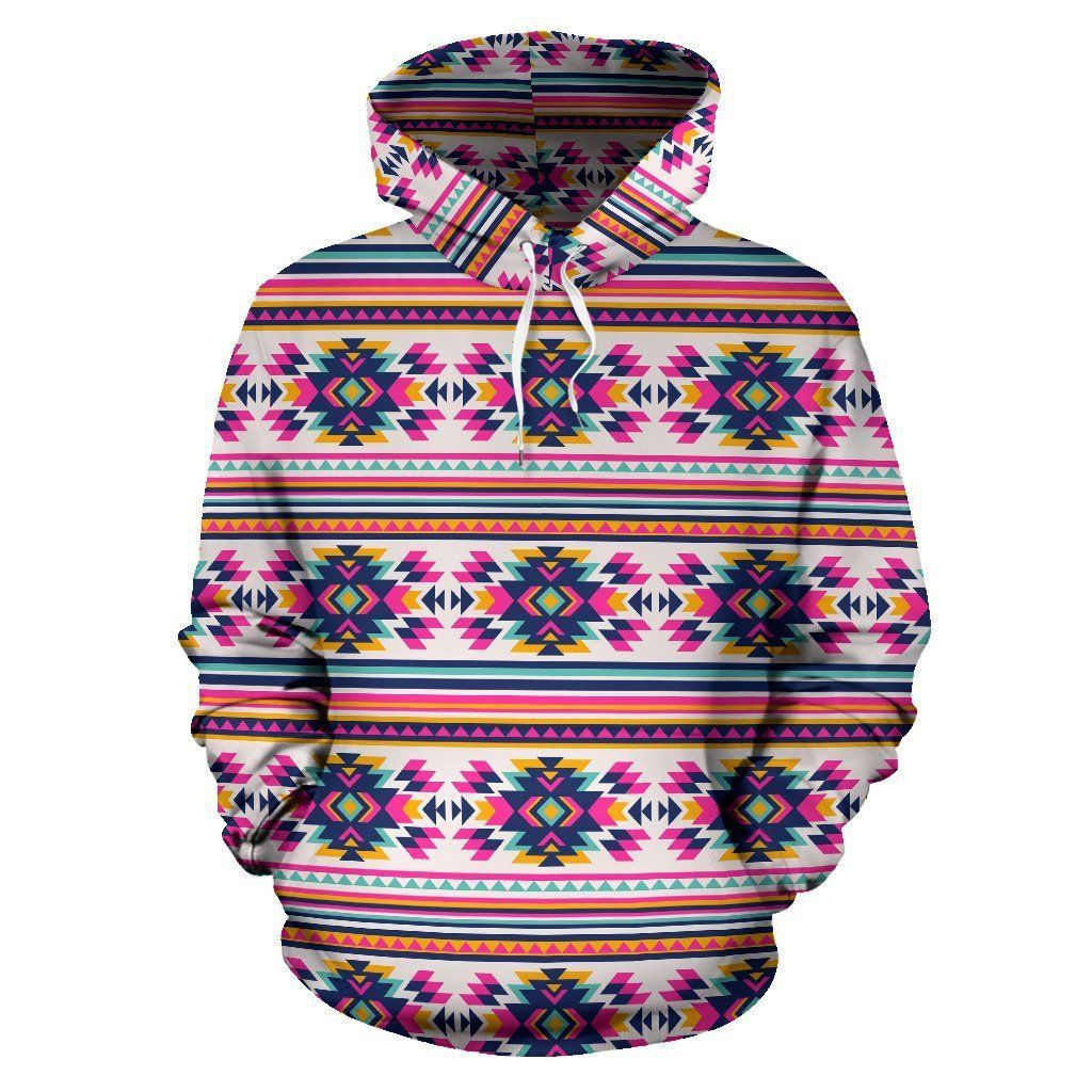 Indian Navajo Neon Themed Design Print 3D All Over Print Hoodie, Zip Hoodie