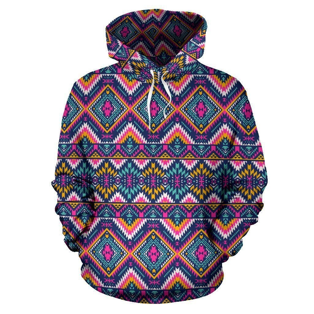 Indian Navajo Pink Themed Design Print 3D All Over Print Hoodie, Zip Hoodie