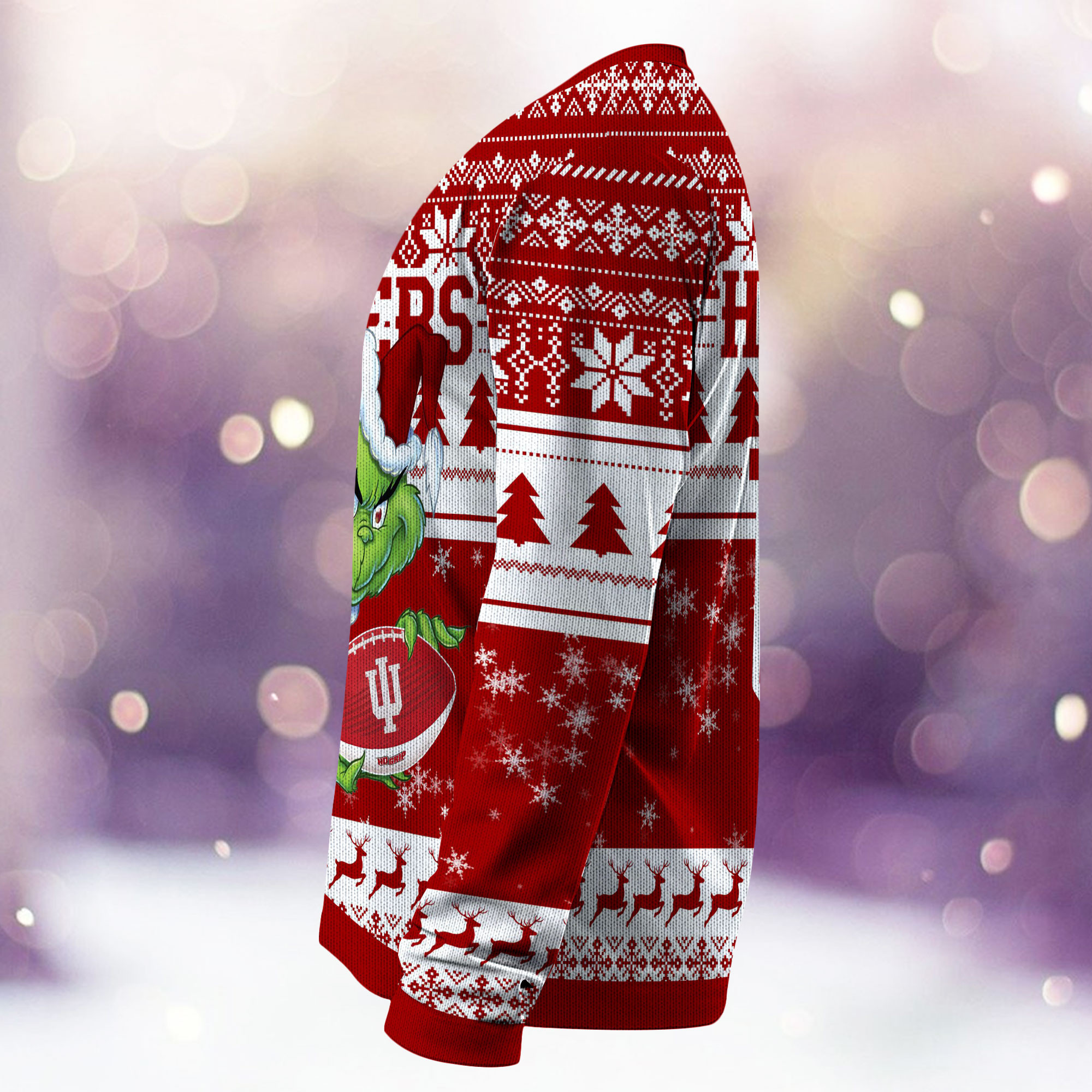 Indiana Hoosiers Grinch Ugly Christmas Sweater Adult 3D Funny Matching for family - Image 4
