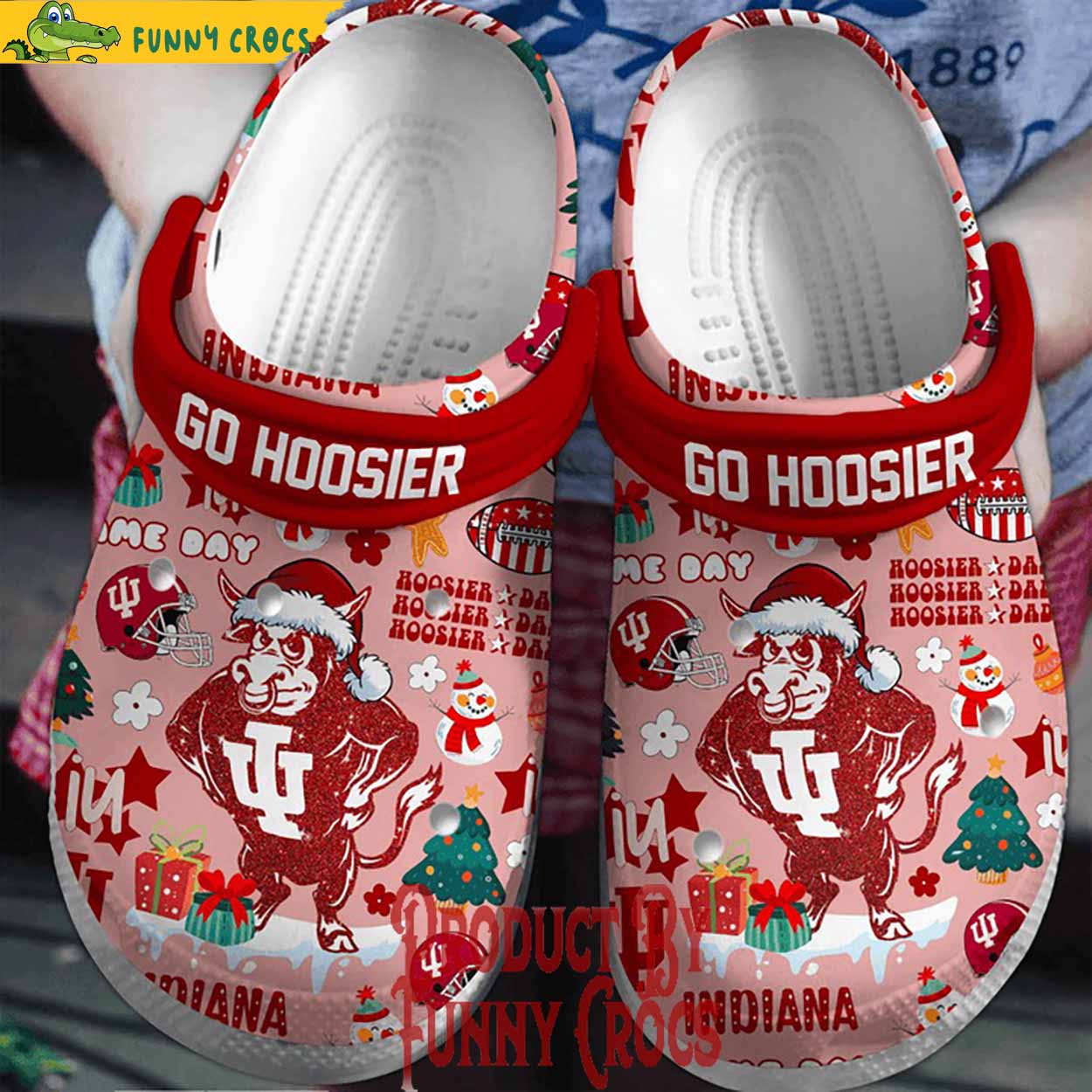 Indiana Hoosiers NCAA Sport Christmas Crocs Crocband Clogs Shoes Comfortable For Men Women and Kids