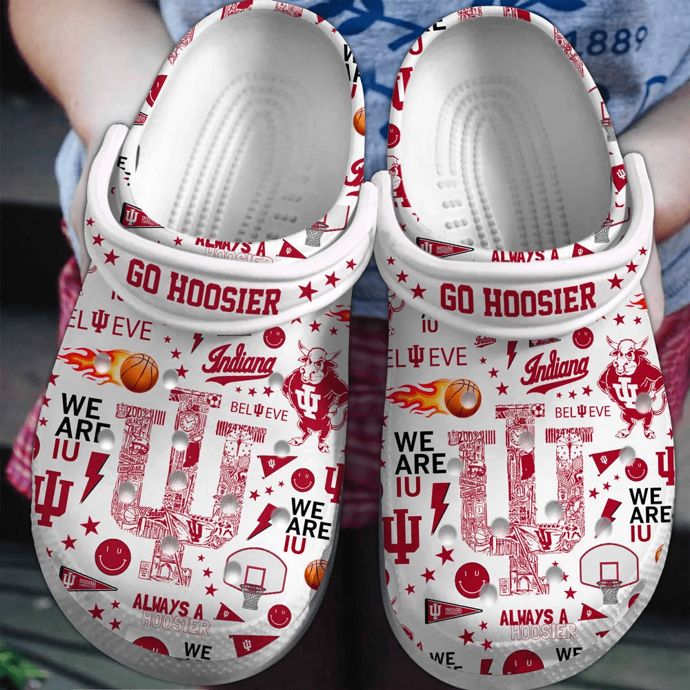 Indiana Hoosiers NCAA Sport Crocs Clogs Crocband Shoes Comfortable For Men Women and Kids