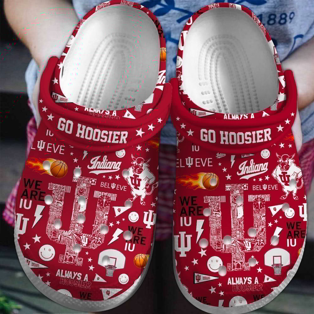 Indiana Hoosiers NCAA Sport Crocs Clogs Crocband Shoes Comfortable For Men Women and Kids