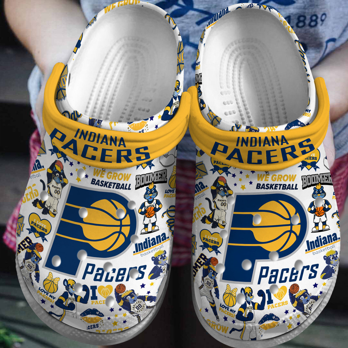 Indiana Pacers Basketball NBA Sport Crocs Crocband Clogs Shoes Comfortable For Men Women and Kids