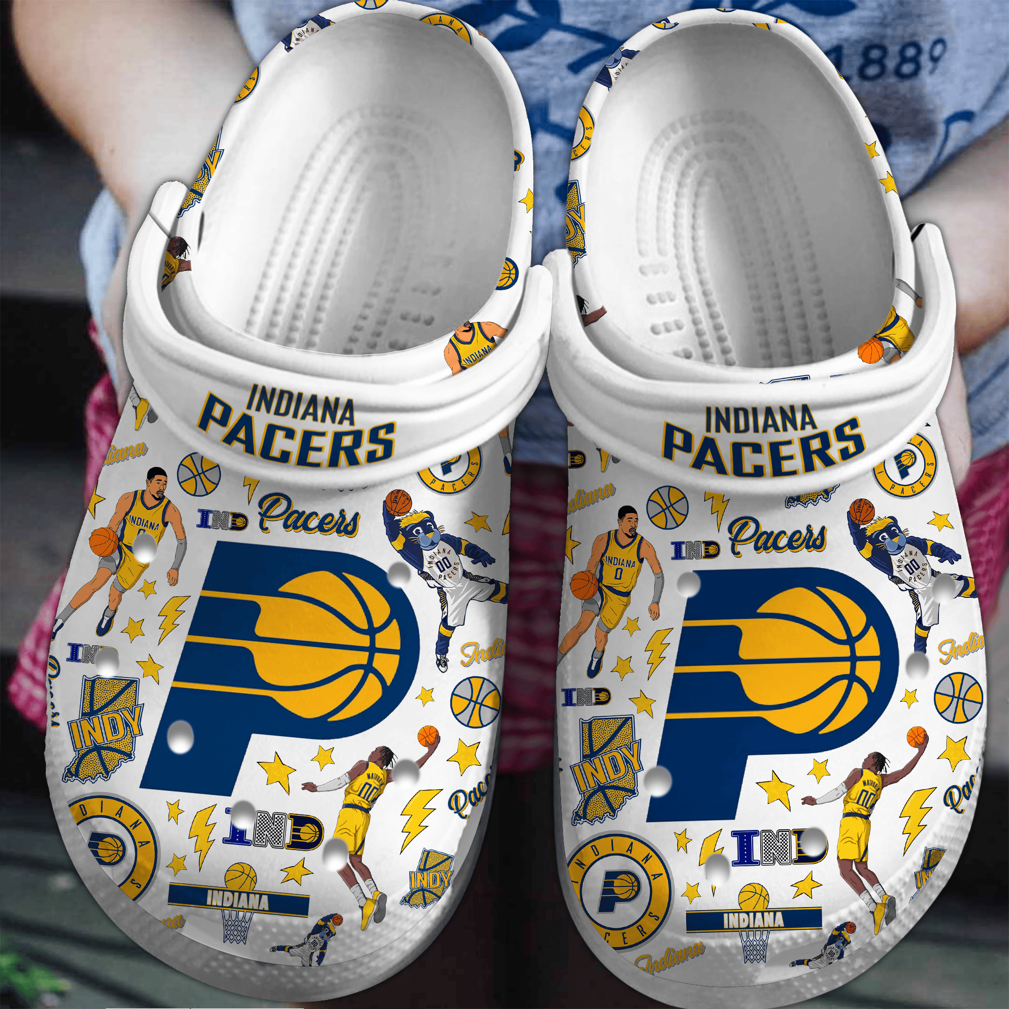 Indiana Pacers Basketball NBA Sport Crocs Crocband Clogs Shoes Comfortable For Men Women and Kids