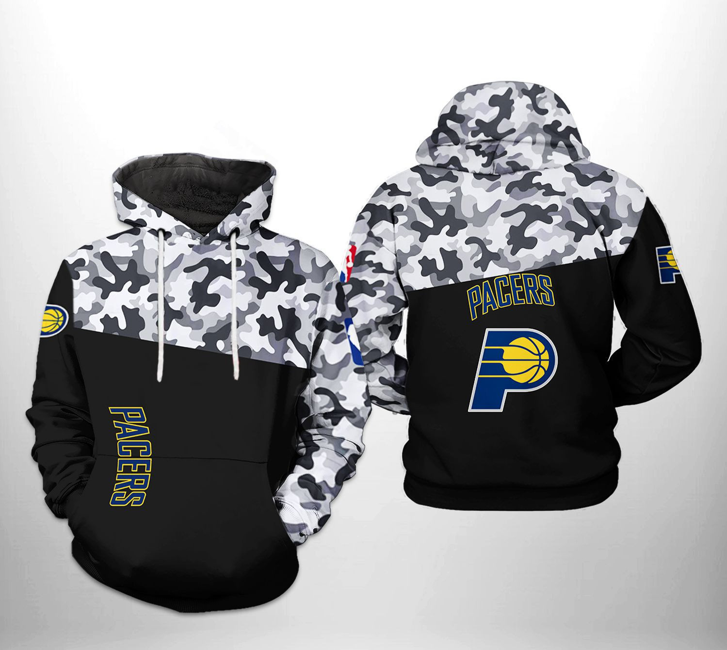 Indiana Pacers NBA Camo Veteran Team 3D All Over Print Hoodie, Zip Hoodie
