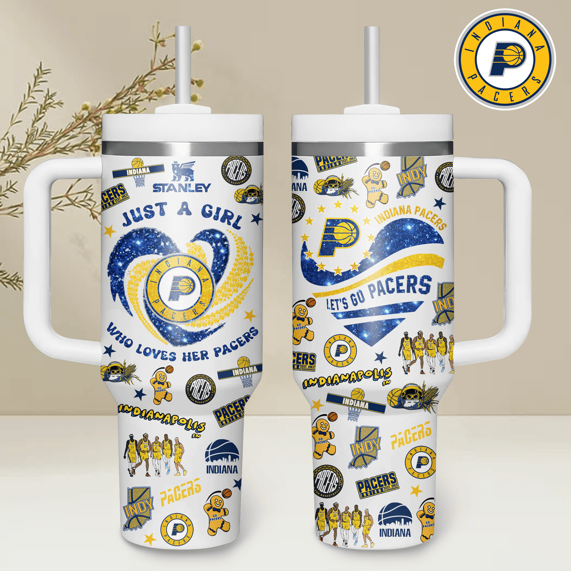 Indiana Pacers NBA Custom Stanley Cup 40 oz 30 oz Tumbler With HandleTVC2301180