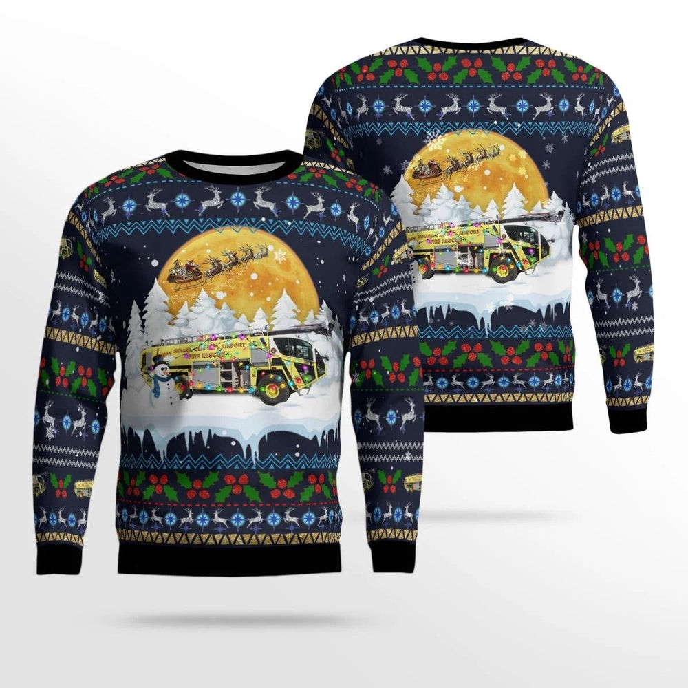 Indianapolis Airport Authority Fire Department Christmas AOP Ugly Sweater Xmas Unisex Sweater Christmas Gifts For Men Women