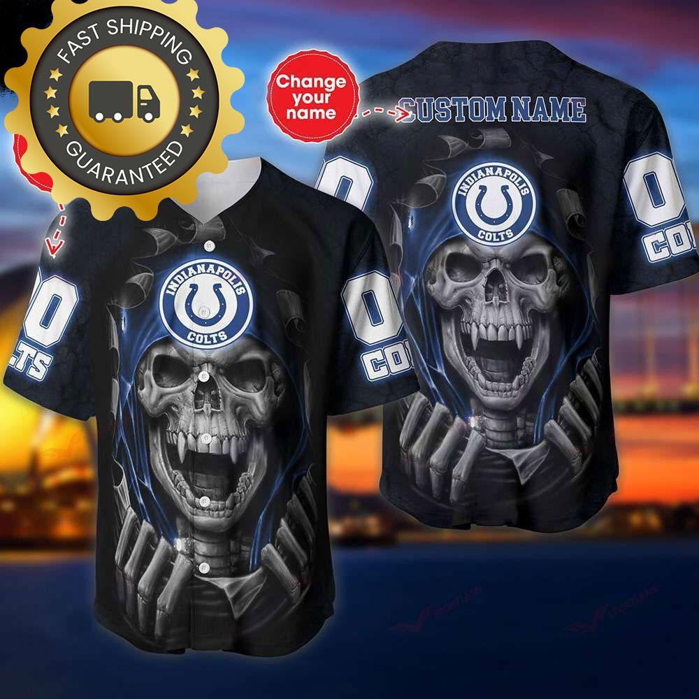 Indianapolis Colts Custom NLF Jersey Skull Personalized Baseball Jersey