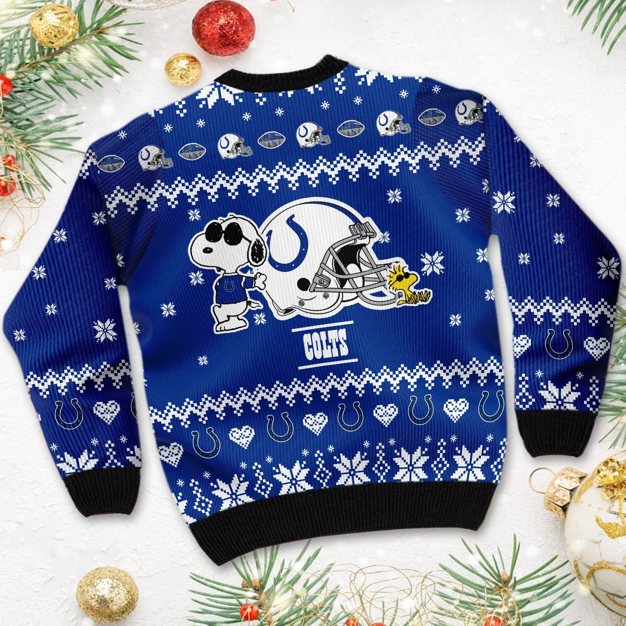 Indianapolis Colts Cute The Snoopy Show Football Helmet 3D Ugly Christmas Sweater Adult 3D Funny Matching for family - Image 4
