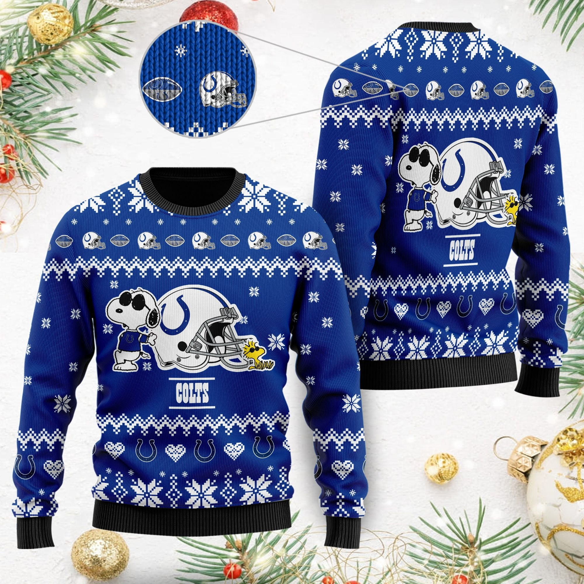 Indianapolis Colts Cute The Snoopy Show Football Helmet 3D Ugly Christmas Sweater Adult 3D Funny Matching for family