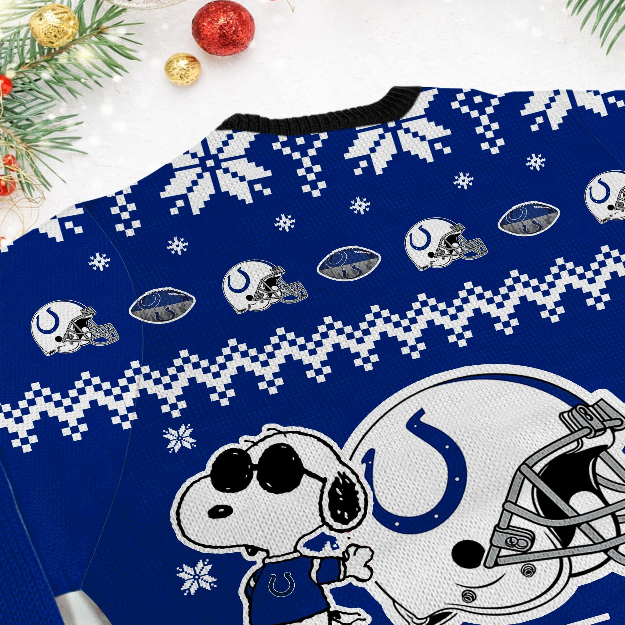 Indianapolis Colts Cute The Snoopy Show Football Helmet 3D Ugly Christmas Sweater Adult 3D Funny Matching for family - Image 6