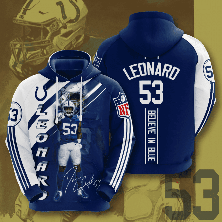 Indianapolis Colts Darius Leonard 3D All Over Print Hoodie, Zip Hoodie