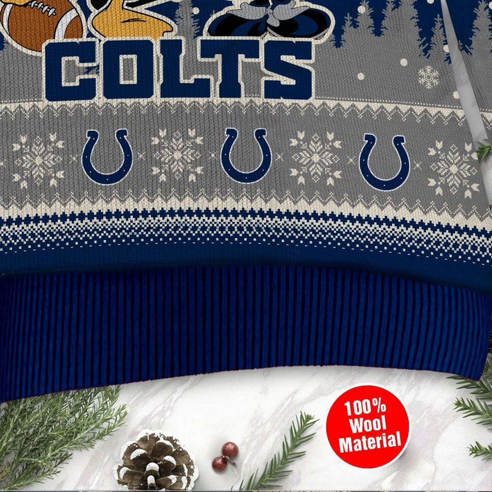 Indianapolis Colts Disney Donald Duck Mickey Mouse Goofy Personalized Ugly Christmas Sweater Adult 3D Funny Matching for family - Image 4