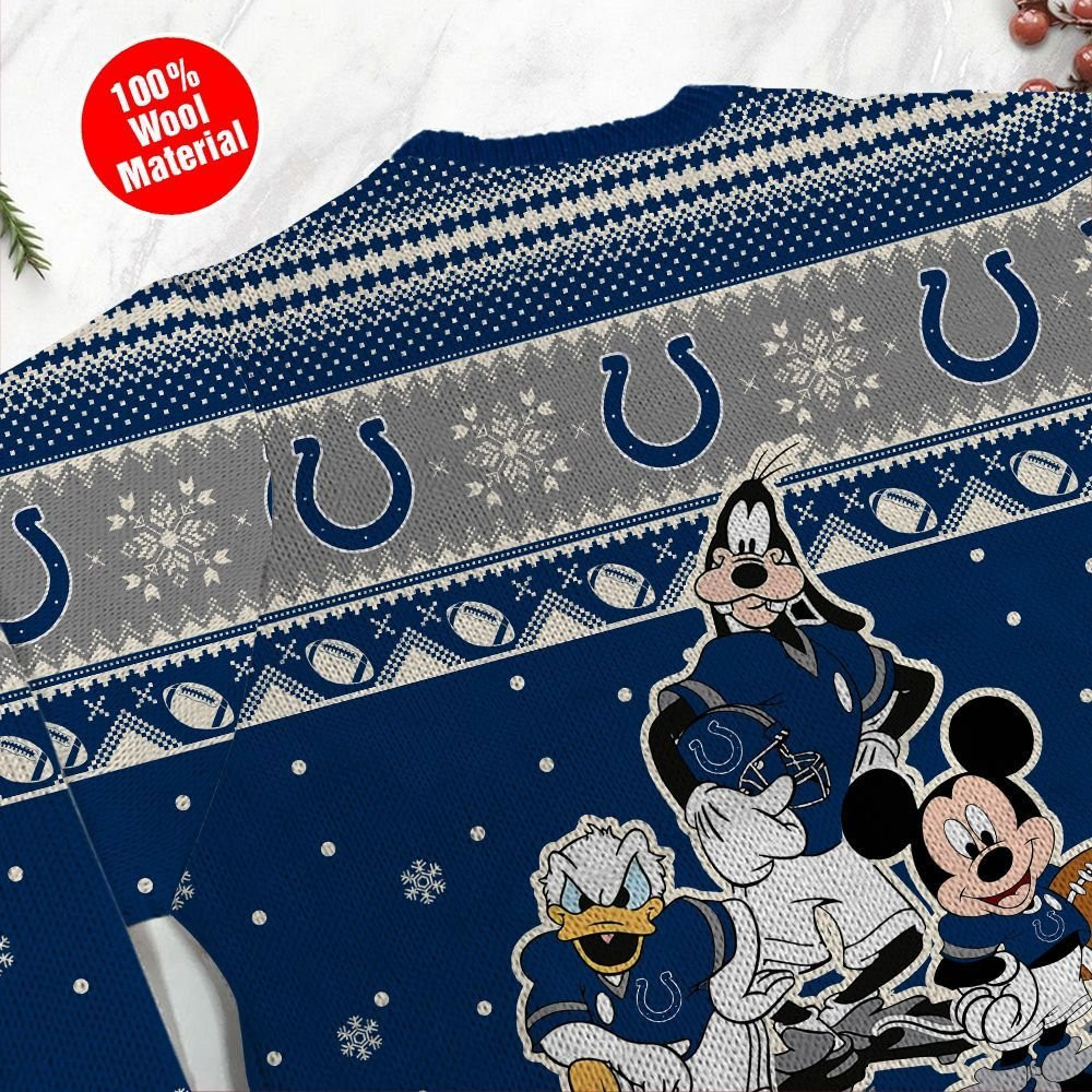 Indianapolis Colts Disney Donald Duck Mickey Mouse Goofy Personalized Ugly Christmas Sweater Adult 3D Funny Matching for family - Image 5