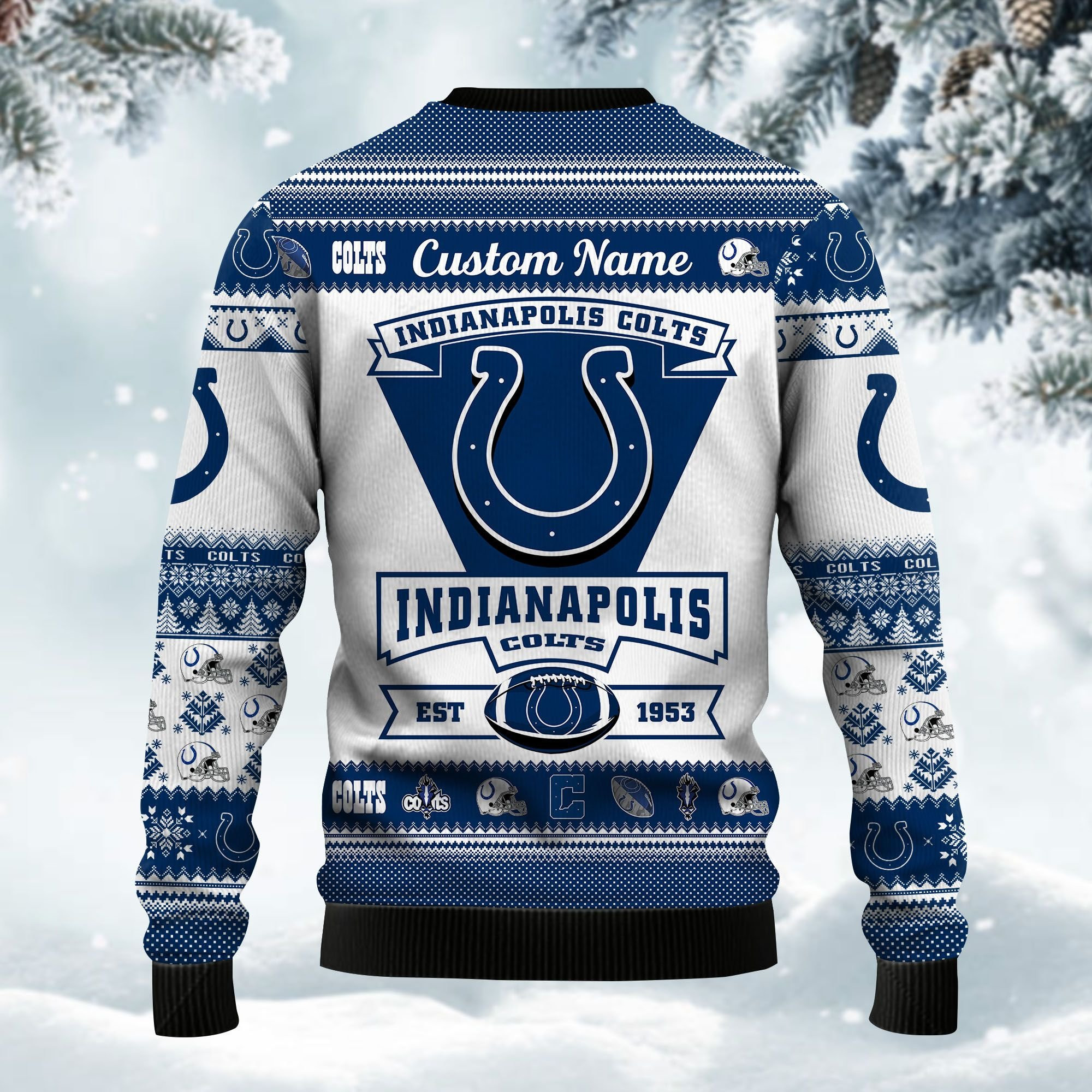 Indianapolis Colts Football Team Logo Custom Name Personalized Ugly Christmas Sweater Adult 3D Funny Matching for family - Image 4