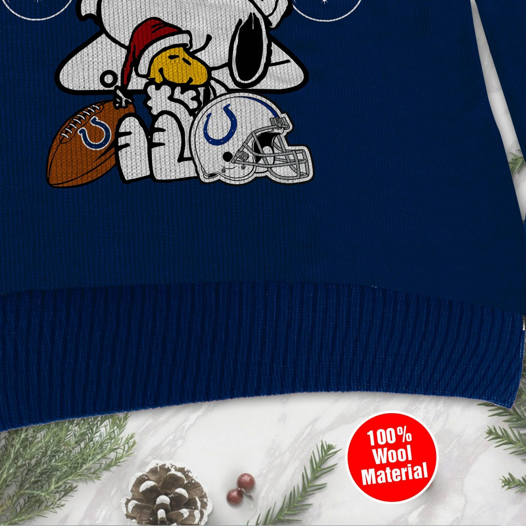Indianapolis Colts Funny Charlie Brown Peanuts Snoopy Ugly Christmas Sweater Adult 3D Funny Matching for family - Image 4