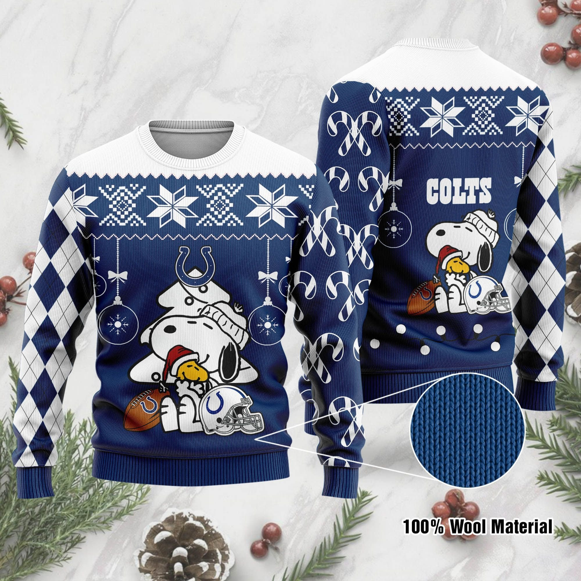 Indianapolis Colts Funny Charlie Brown Peanuts Snoopy Ugly Christmas Sweater Adult 3D Funny Matching for family