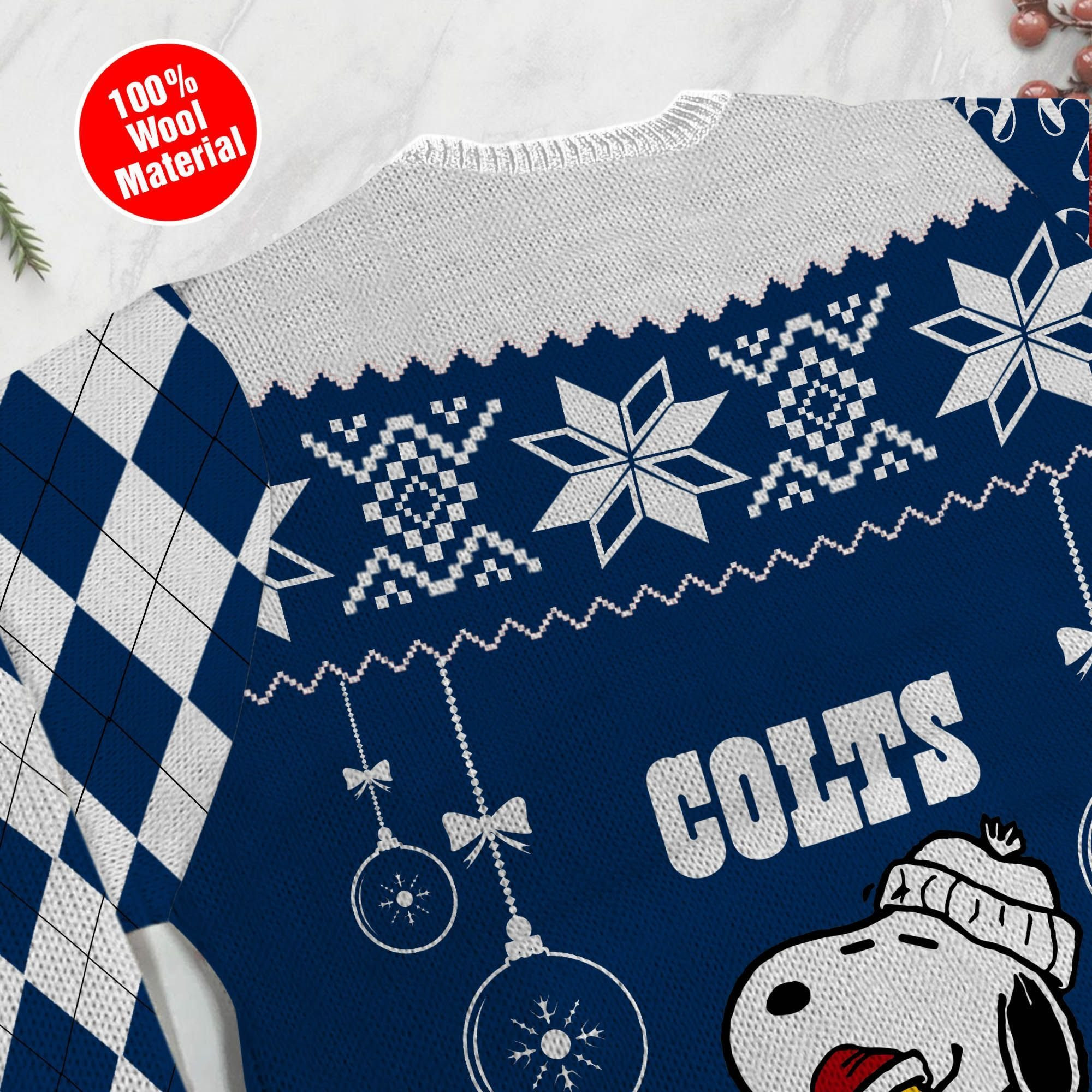 Indianapolis Colts Funny Charlie Brown Peanuts Snoopy Ugly Christmas Sweater Adult 3D Funny Matching for family - Image 5