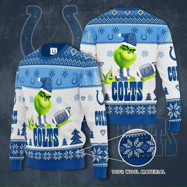 Indianapolis Colts Grinch For Fans Ugly Christmas Sweater Adult 3D Funny Matching for family