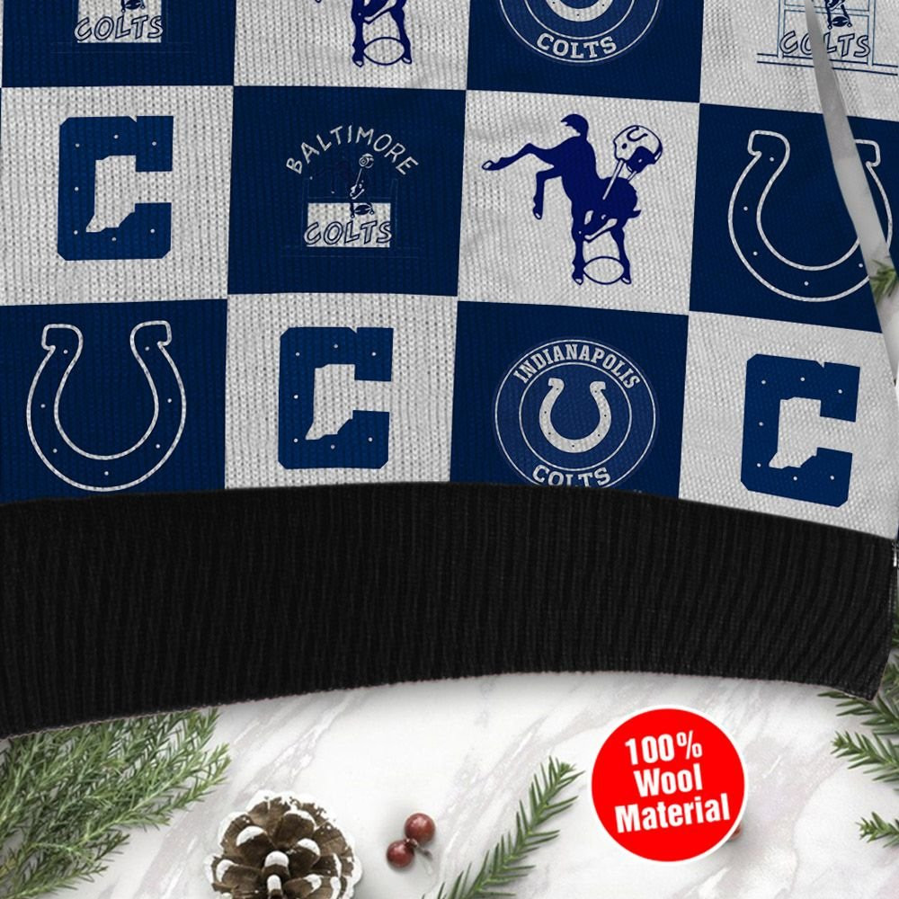 Indianapolis Colts Logo Checkered Flannel Ugly Christmas Sweater Adult 3D Funny Matching for family - Image 4