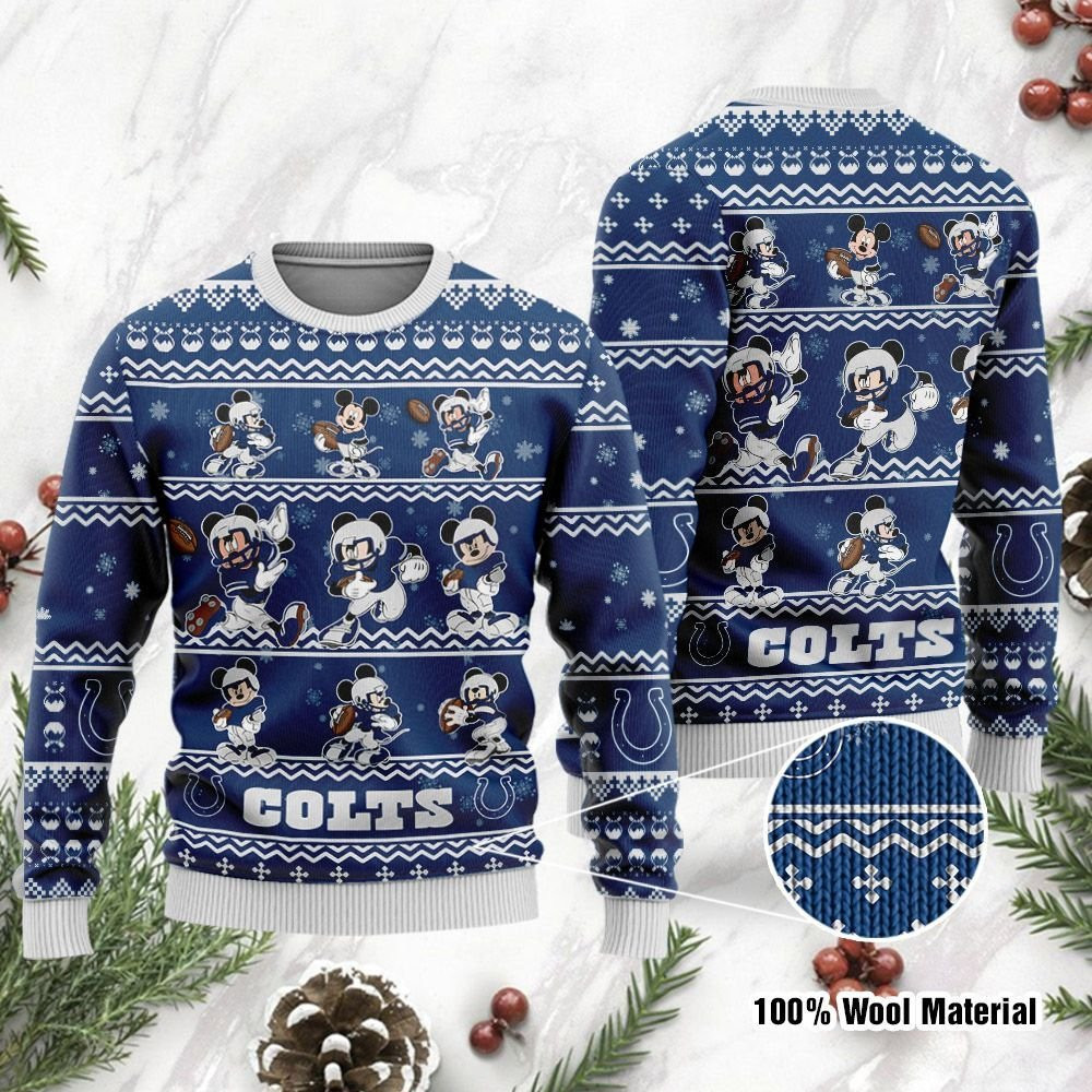 Indianapolis Colts Mickey Mouse Holiday Party Ugly Christmas Sweater Adult 3D Funny Matching for family