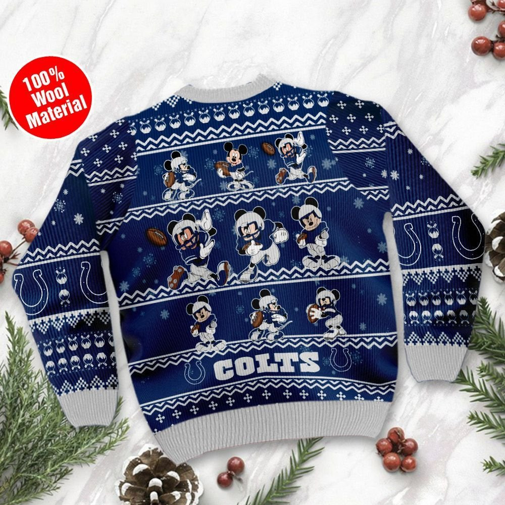 Indianapolis Colts Mickey Mouse Ugly Christmas Sweater Adult 3D Funny Matching for family - Image 3