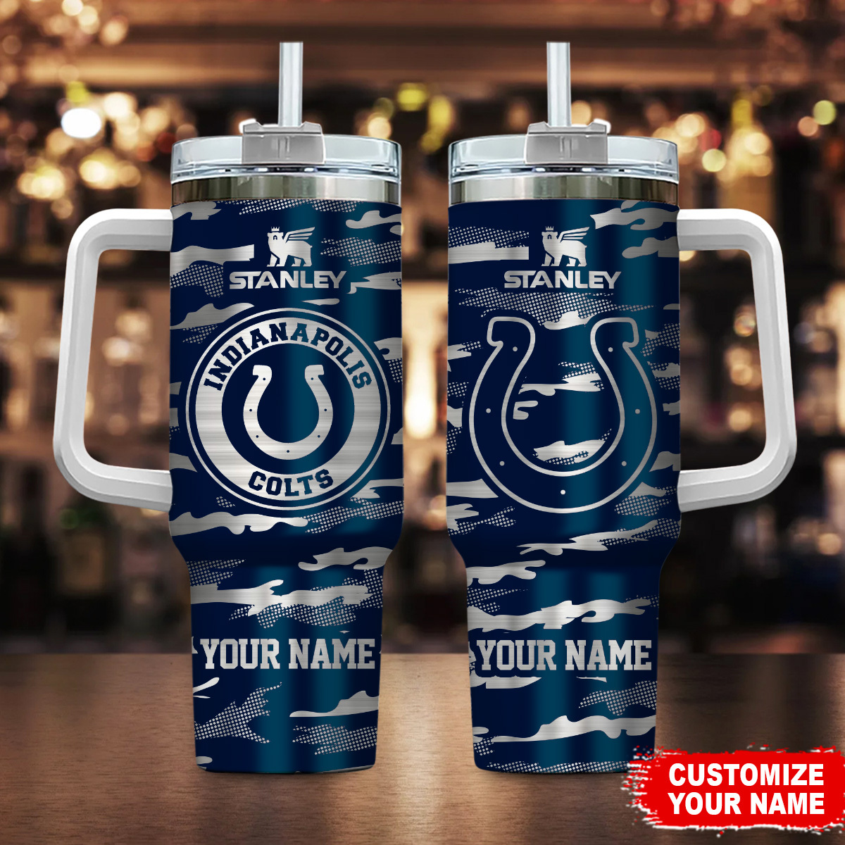 Indianapolis Colts NFL Camo Pattern Custom Stanley Cup 40 oz 30 oz Tumbler With HandleTVC230199