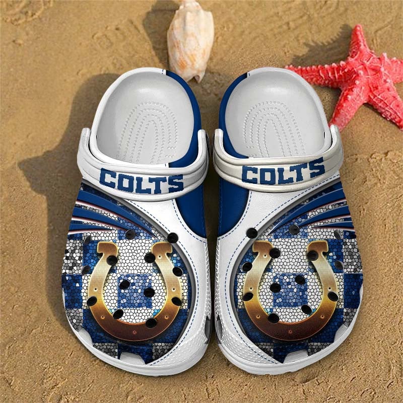 Indianapolis Colts NFL Crocs Crocband Clogs Shoes Comfortable For Men Women and Kids