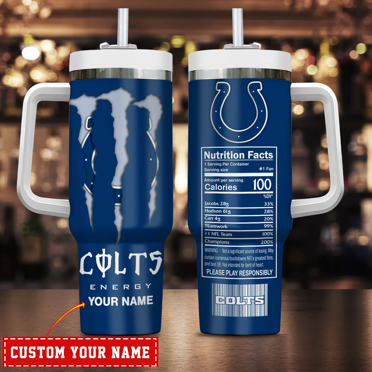 Indianapolis Colts NFL Energy Nutrition Facts Custom Stanley Cup 40 oz 30 oz Tumbler With HandleTVC230172