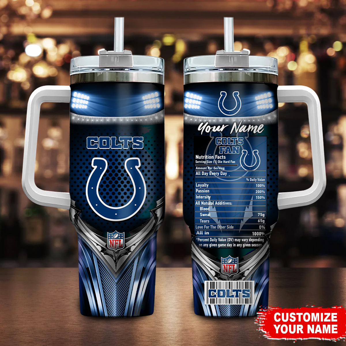 Indianapolis Colts NFL Nutrition Facts Custom Stanley Cup 40 oz 30 oz Tumbler With HandleTVC230194
