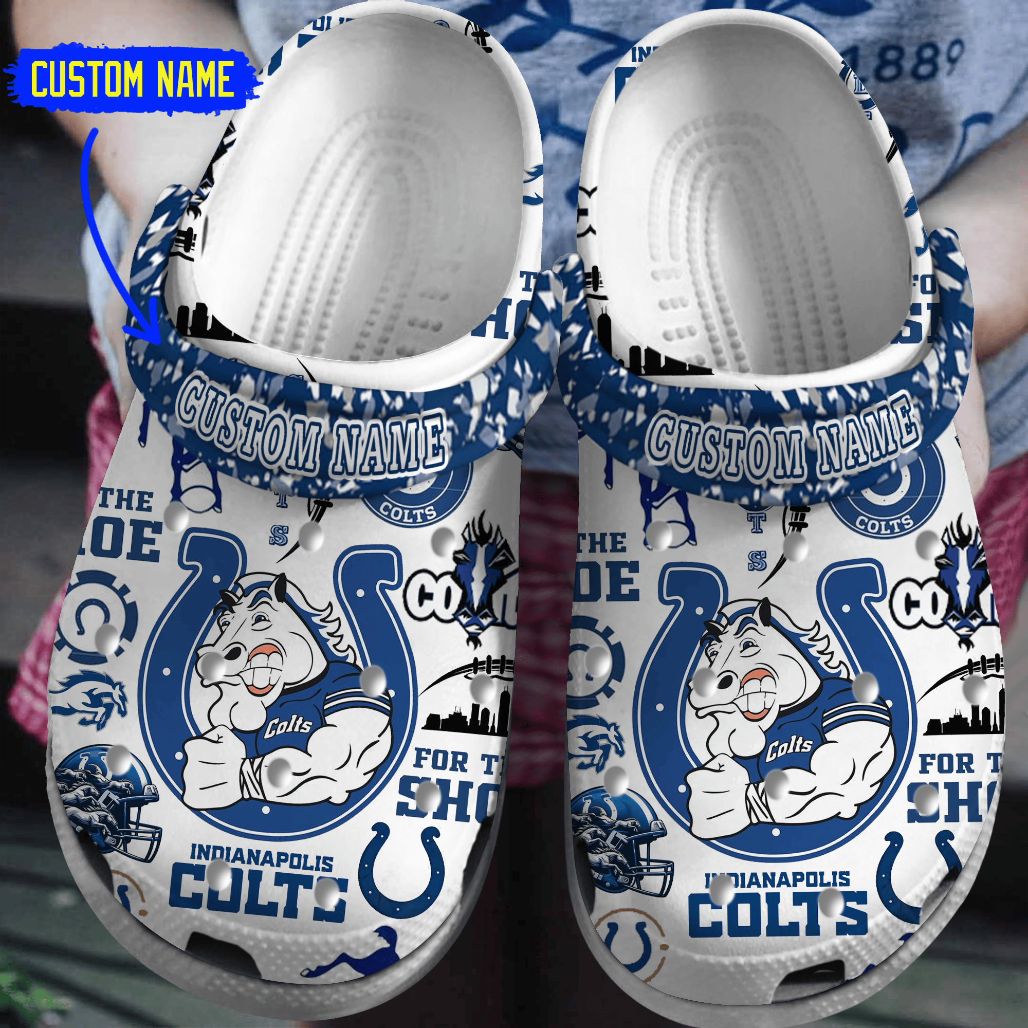 Indianapolis Colts NFL Sport Crocs Crocband Clogs Shoes Comfortable For Men Women and Kids