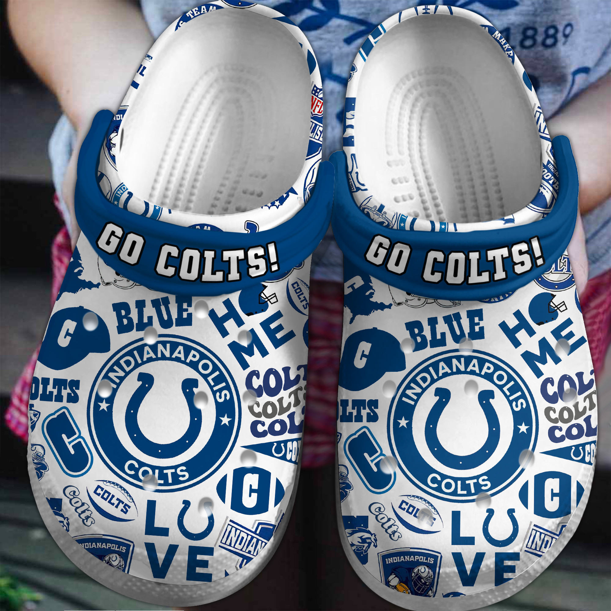 Indianapolis Colts NFL Sport Crocs Crocband Clogs Shoes Comfortable For Men Women and Kids