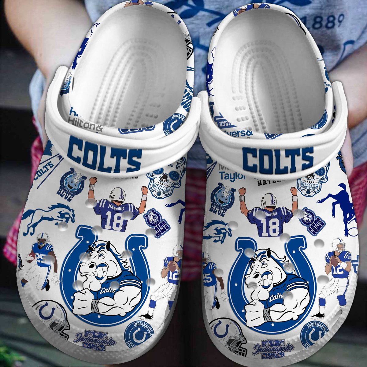 Indianapolis Colts NFL Sport Crocs Crocband Clogs Shoes Comfortable For Men Women and Kids