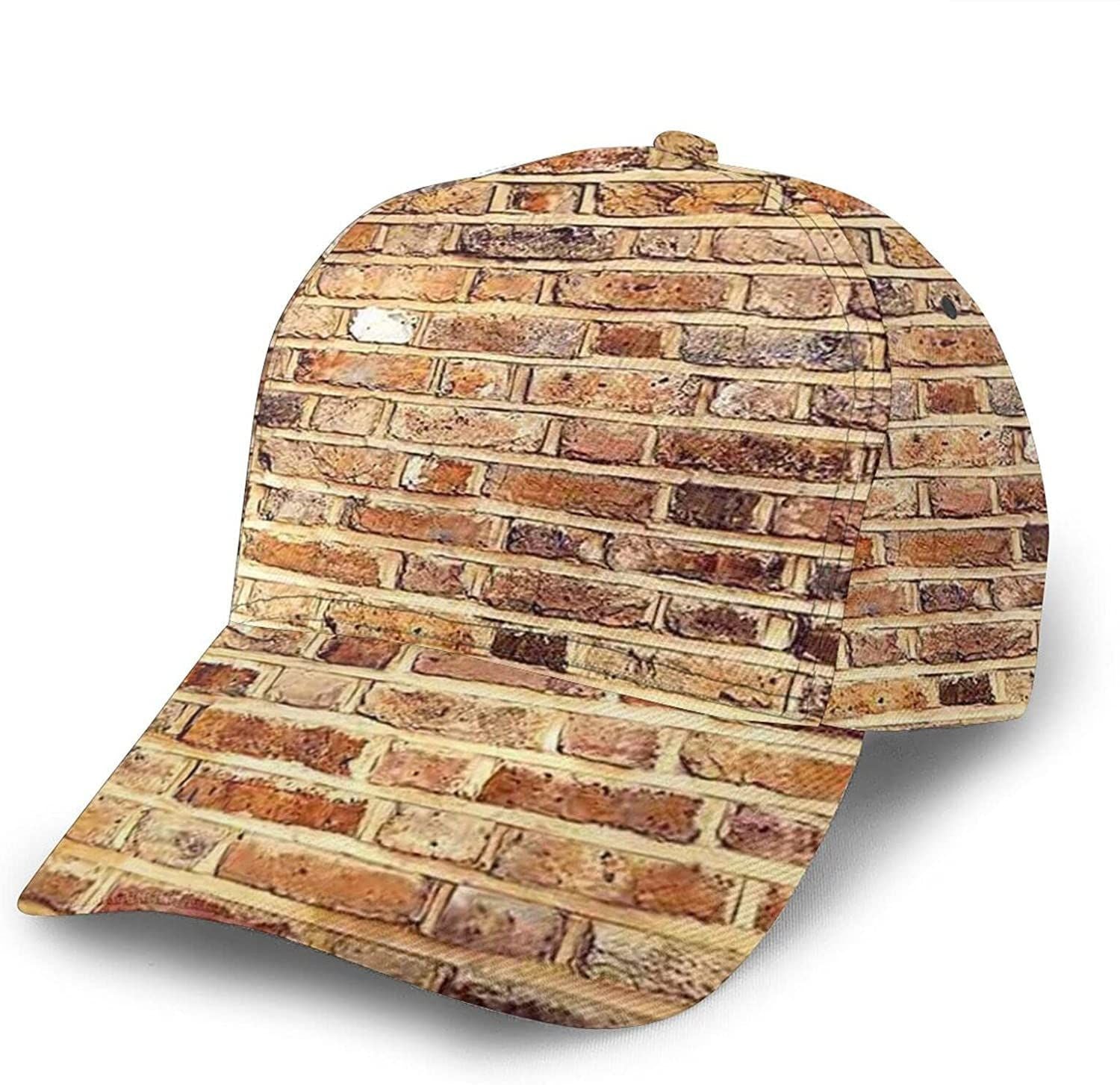 Industrial Brick Wall Background Print Classic Baseball 3D Cap Adjustable Twill Sports Dad Hats for Unisex Trucker Hats Custom Hats Gifts For Men & Women