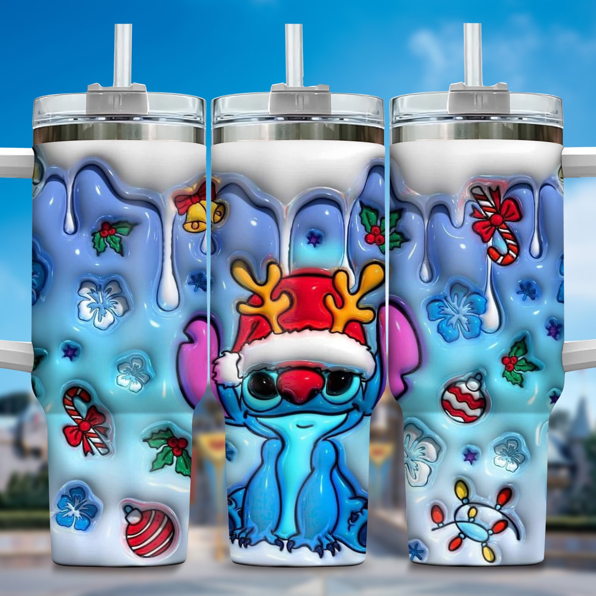 Inflated 3D Stitch Cartoon Custom Stanley Cup 40 oz 30 oz Tumbler With HandleTVC2301357