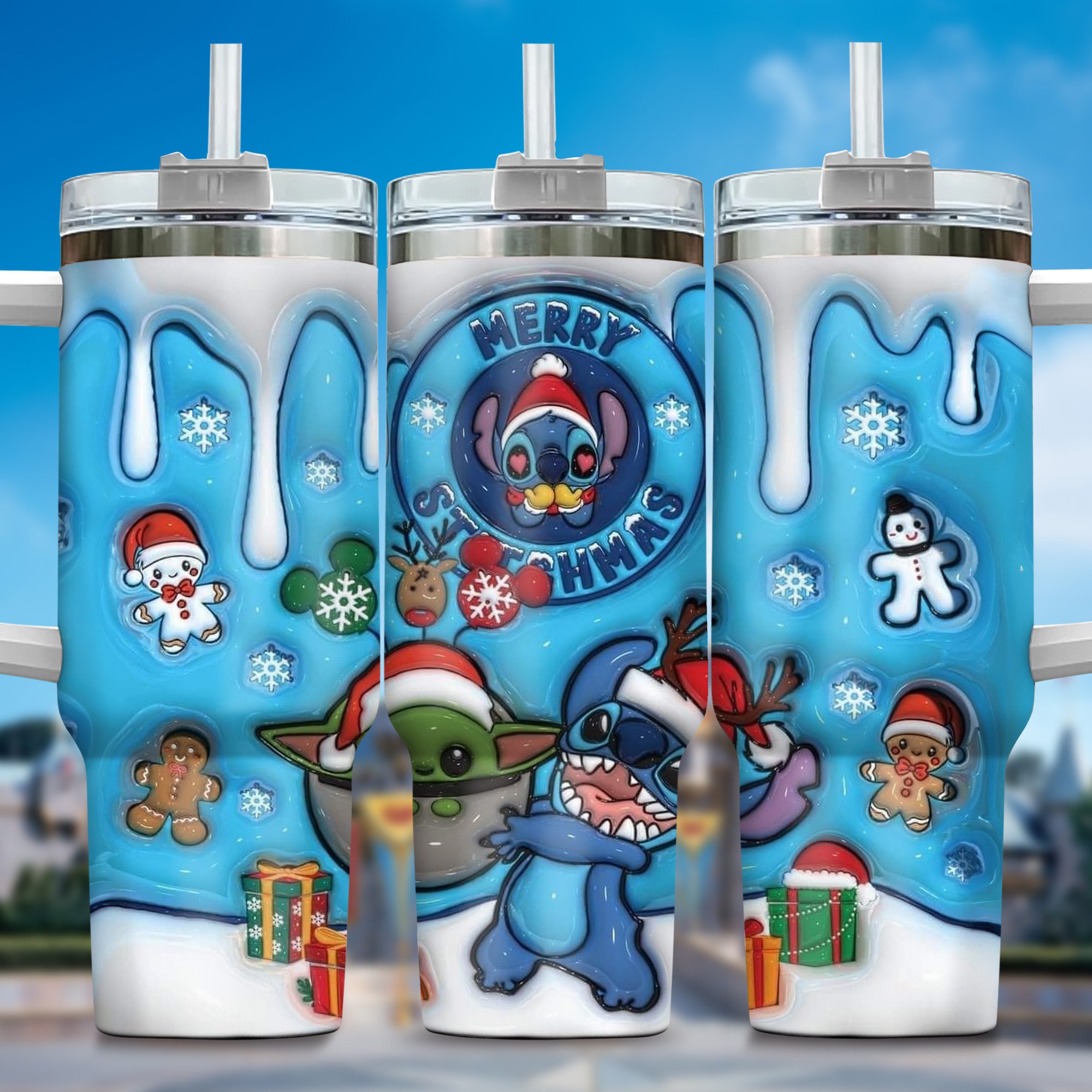 Inflated 3D Stitch Cartoon Custom Stanley Cup 40 oz 30 oz Tumbler With HandleTVC2301357